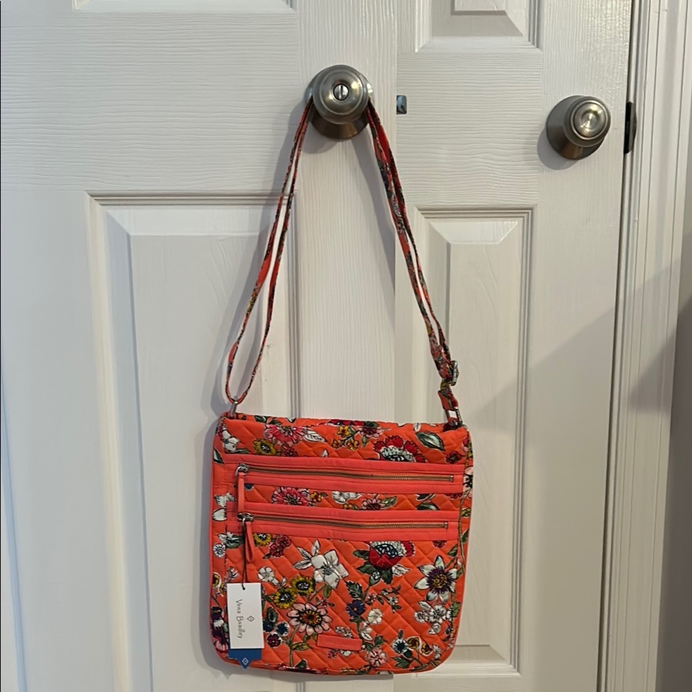 Vera Bradley Vibrant Orange Crossbody Bag with Floral Design
